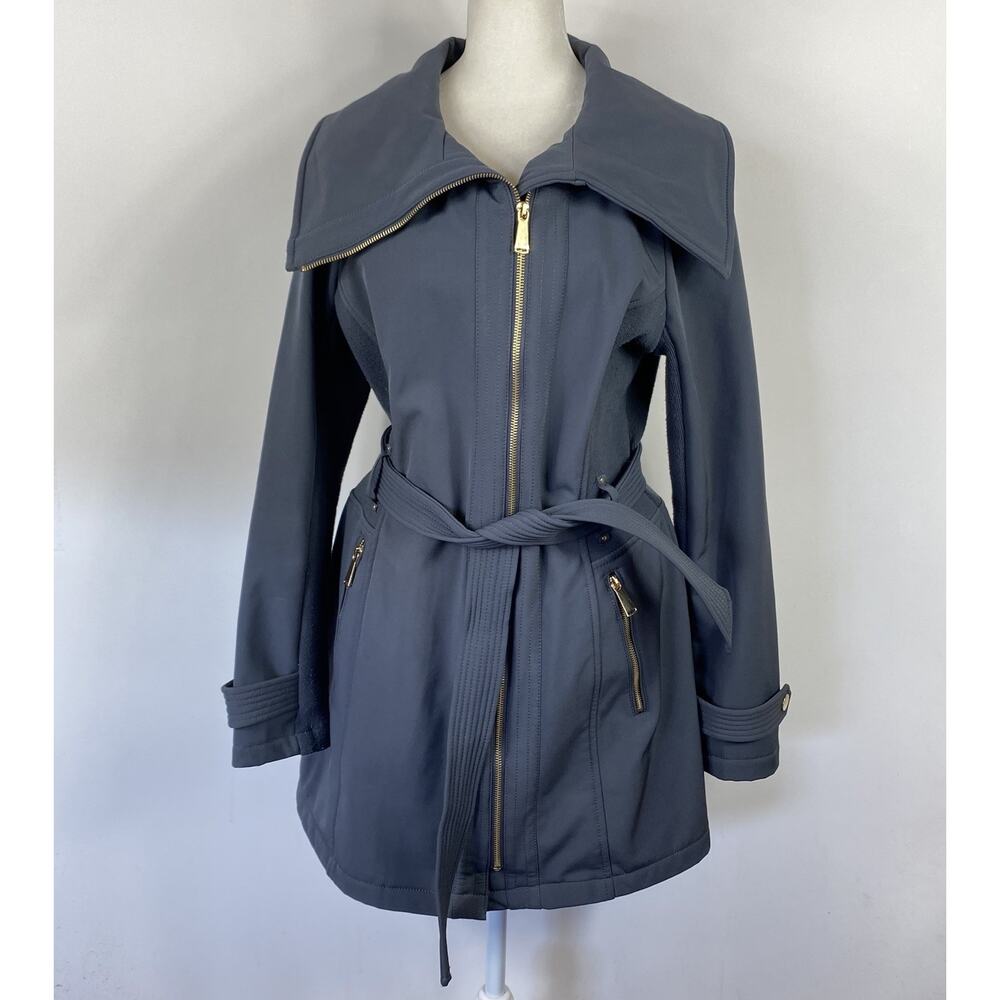 Avanti Coat Women's Small Gray Belted Zip Up Pockets